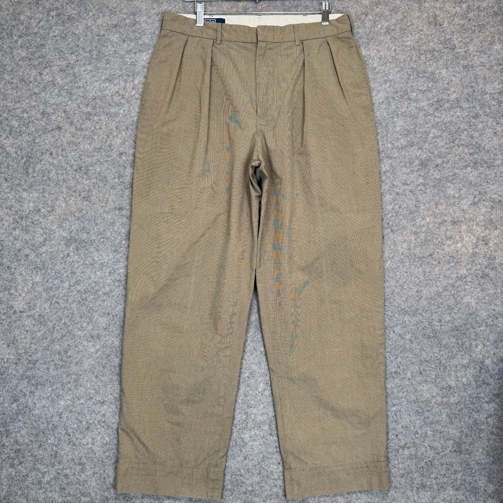 Vintage Polo Ralph Lauren Pleated Pants‎ Mens 34x32 (fits 32x30) Houndstooth 90s